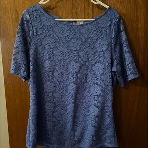 Women top blue zip up in the back size large